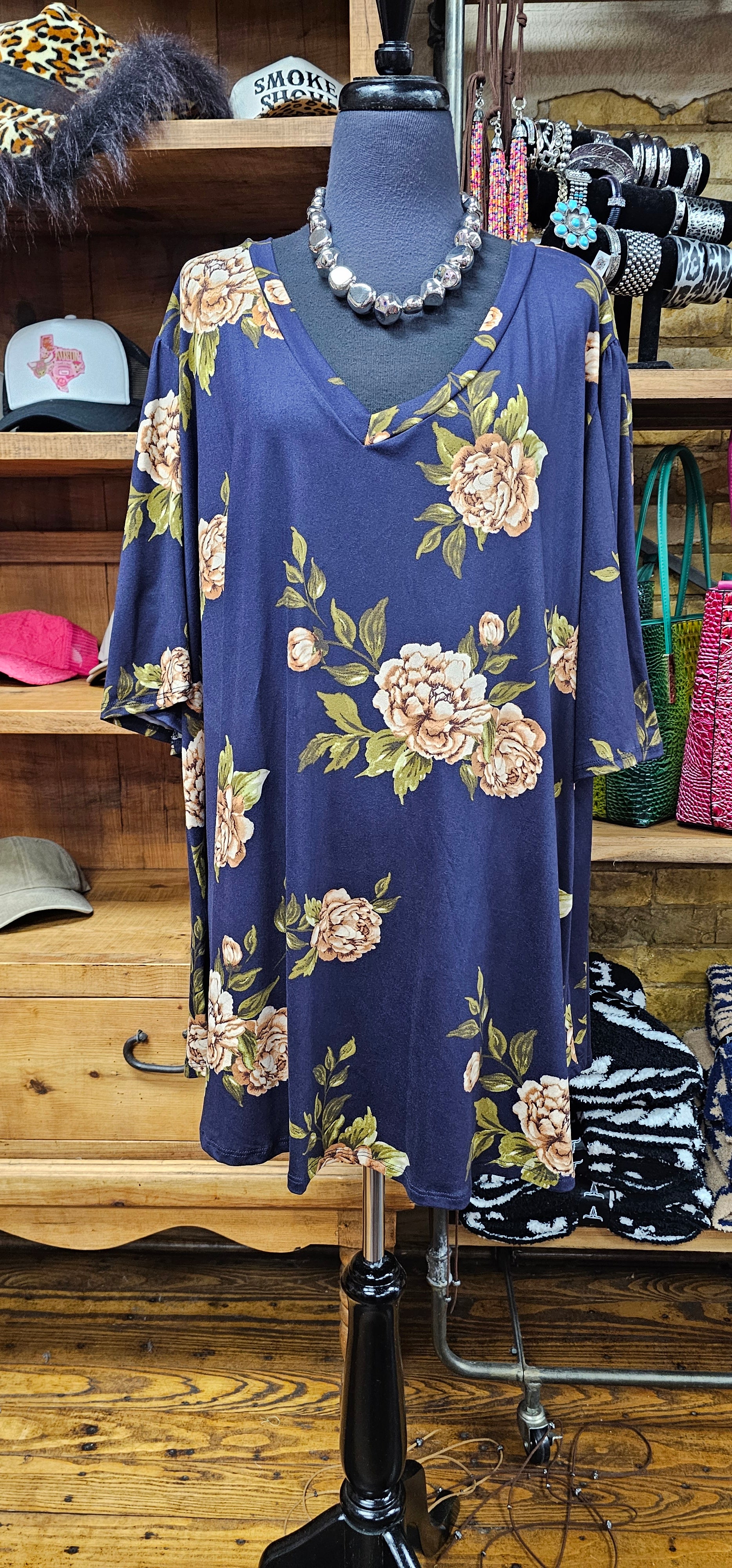 Navy Floral Top 5x